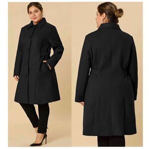 Agnes Orinda Women's Plus Size Single Breasted Belted Winter Long Coat